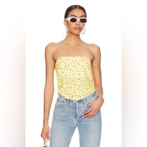 Cropped yellow floral top